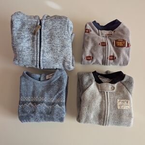 Set Of 4 Cozy Winter Jumpsuits / One Piece Pajama - 3 months